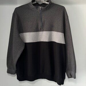 IZOD Advantage Performance Gray Black 1/4 Zip Sweatshirt 3XL Colorblock Pullover